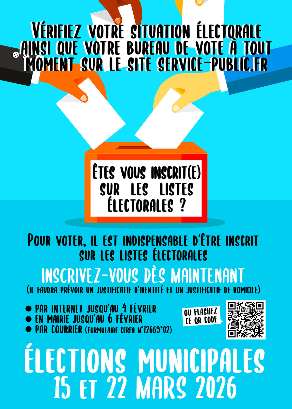 Inscription sur les listes électorales pour pouvoir voter aux municipales.